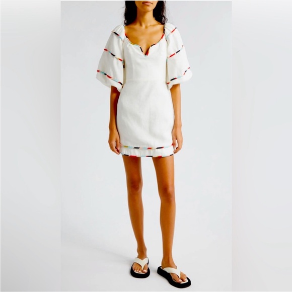 FARM Rio Dresses & Skirts - FARM Rio Ivory Mini Dress with Crimson Details